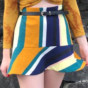 Zara Multicolored Stripe Mini Skirt